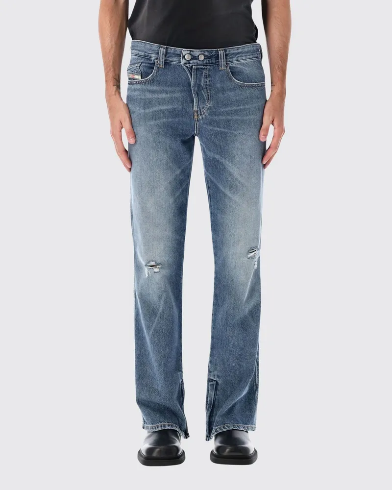 Diesel Slim Fit Distressed-Denim-Jeans 1980 D-Eeper mit mittlerer Leibhöhe Blau