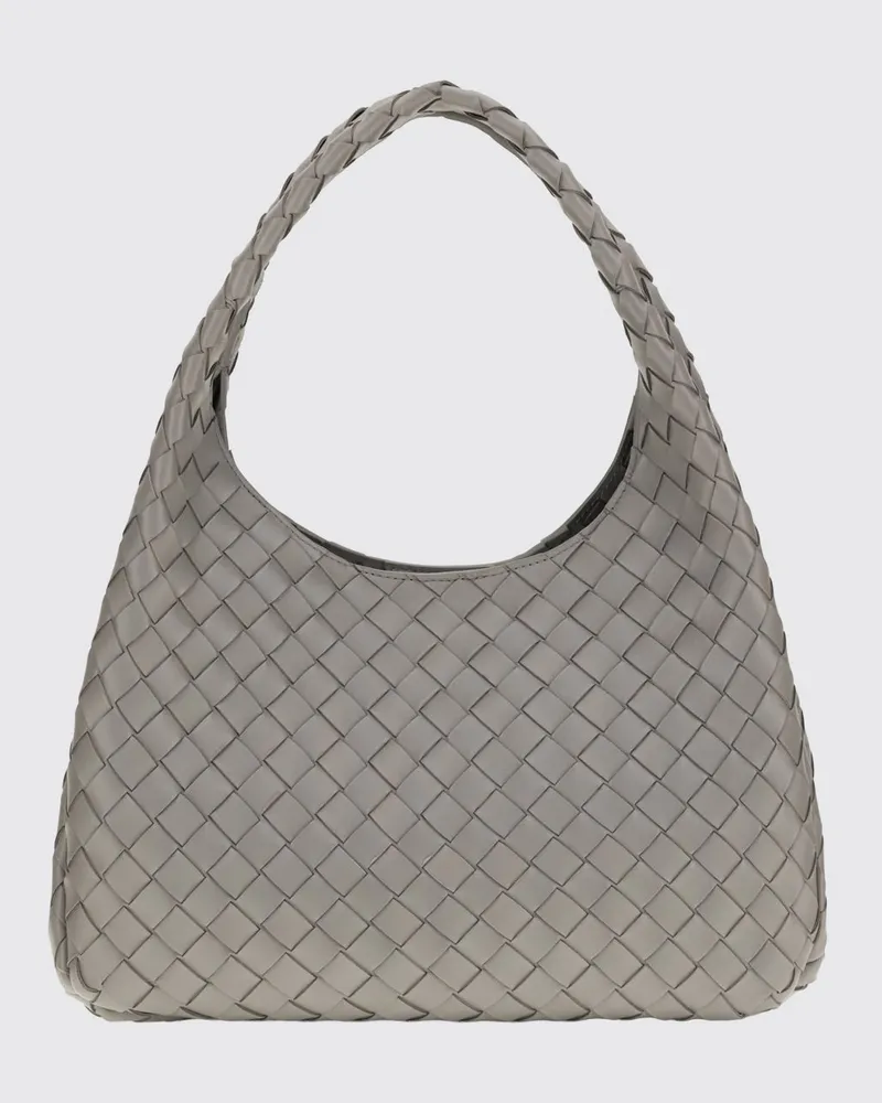 Bottega Veneta Mittelgroße Campana Schultertasche aus Intrecciato-Leder Grau