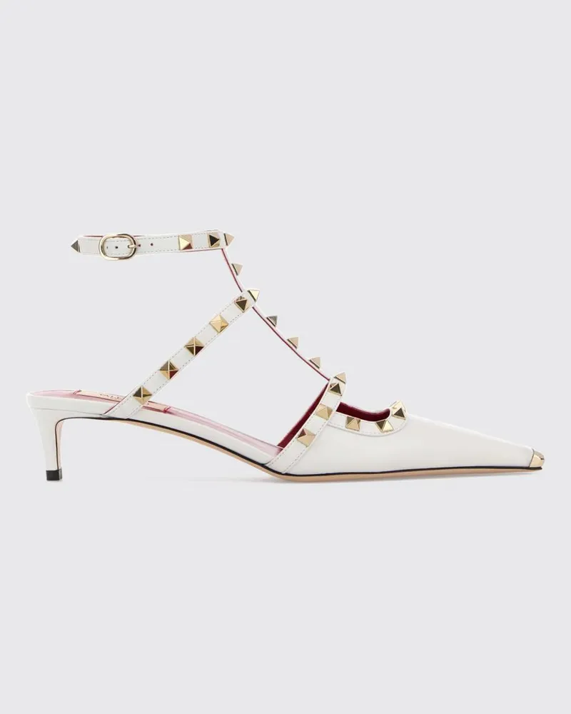Valentino Garavani Rockstud Slingback-Pumps aus Leder mit niedrigem Stilettoabsatz Weiß