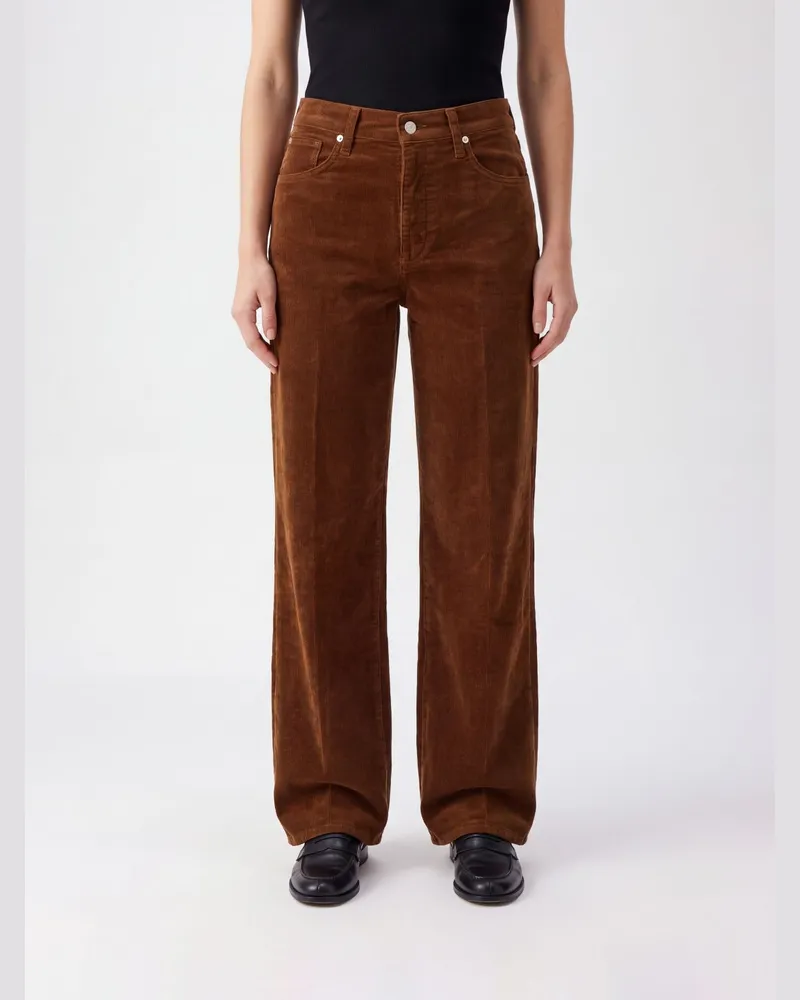 7 for all mankind Hoch taillierte Cordhose mit weitem Bein Braun