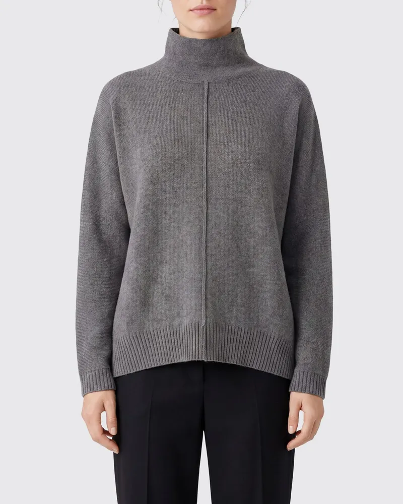 Alberta Ferretti Rollkragenpullover aus reinem Kaschmir mit Rippbündchen Grau