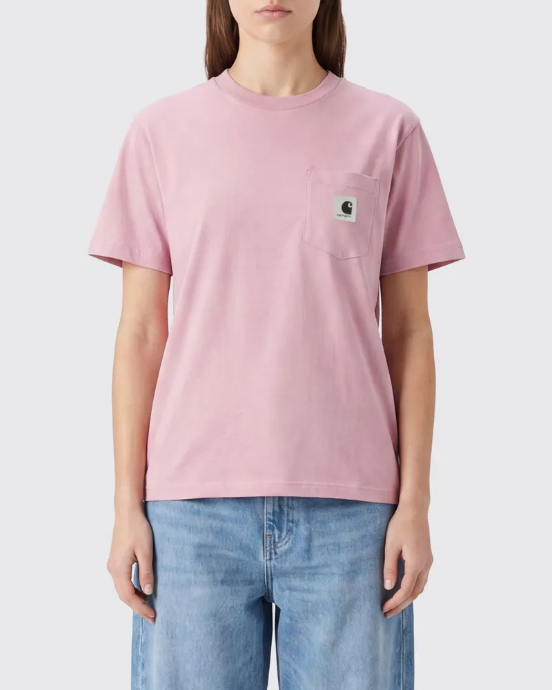 Carhartt WIP Baumwoll-T-Shirt mit aufgesetzter Tasche und überschnittenen Schultern Lila