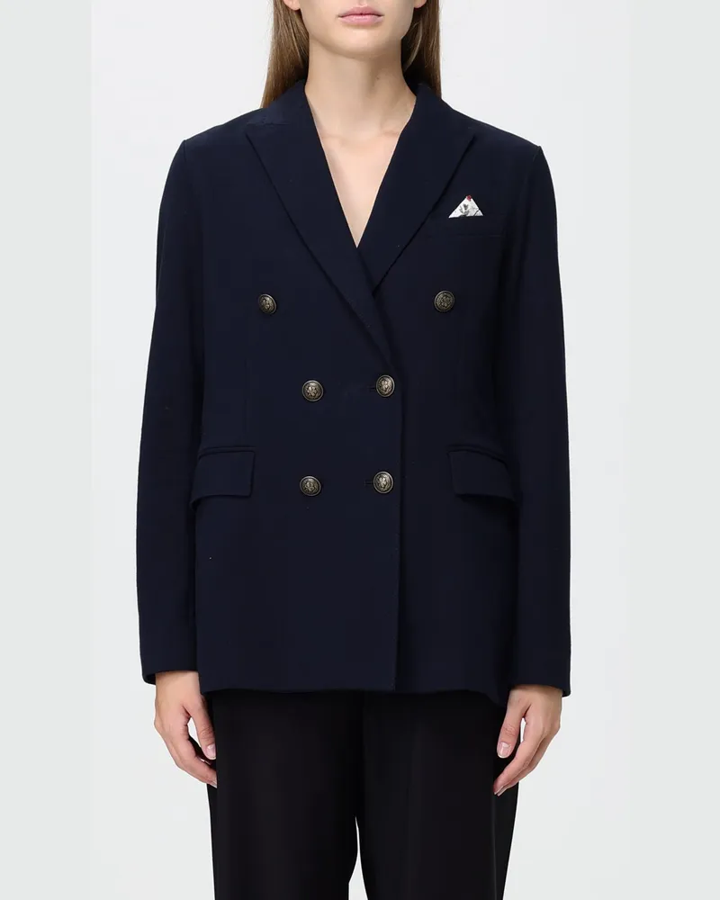 CIRCOLO 1901 Zweireihiger Baumwoll-Blazer mit Metallknöpfen Blau
