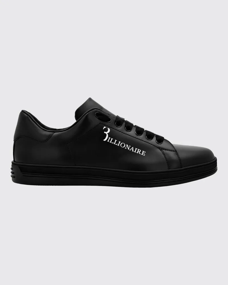 Billionaire Low-Top-Sneakers aus Glattleder mit gedrucktem Logo und gepolstertem Knöchel Schwarz
