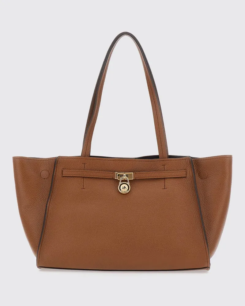 Michael Kors Hamilton Moderne Tote-Tasche aus genarbtem Leder mit Zierschloss Braun