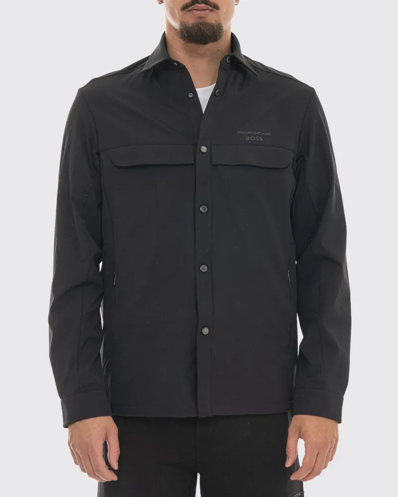HUGO BOSS Hemdjacke Porsche x Spirit70 Hicon aus technischem Gewebe Schwarz