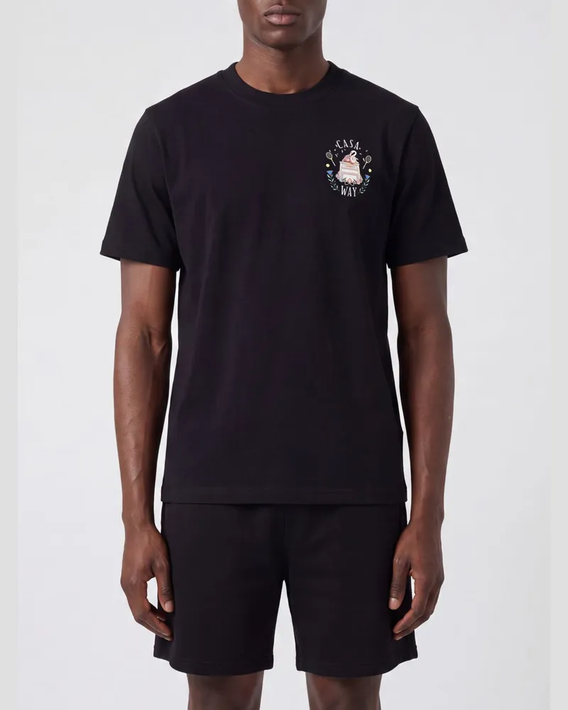 Casablanca Paris Rundhals-T-Shirt aus Bio-Baumwolle mit Logo-Print Schwarz