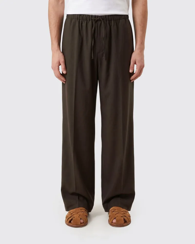 HUGO BOSS Weite Hose aus Schurwolle Braun