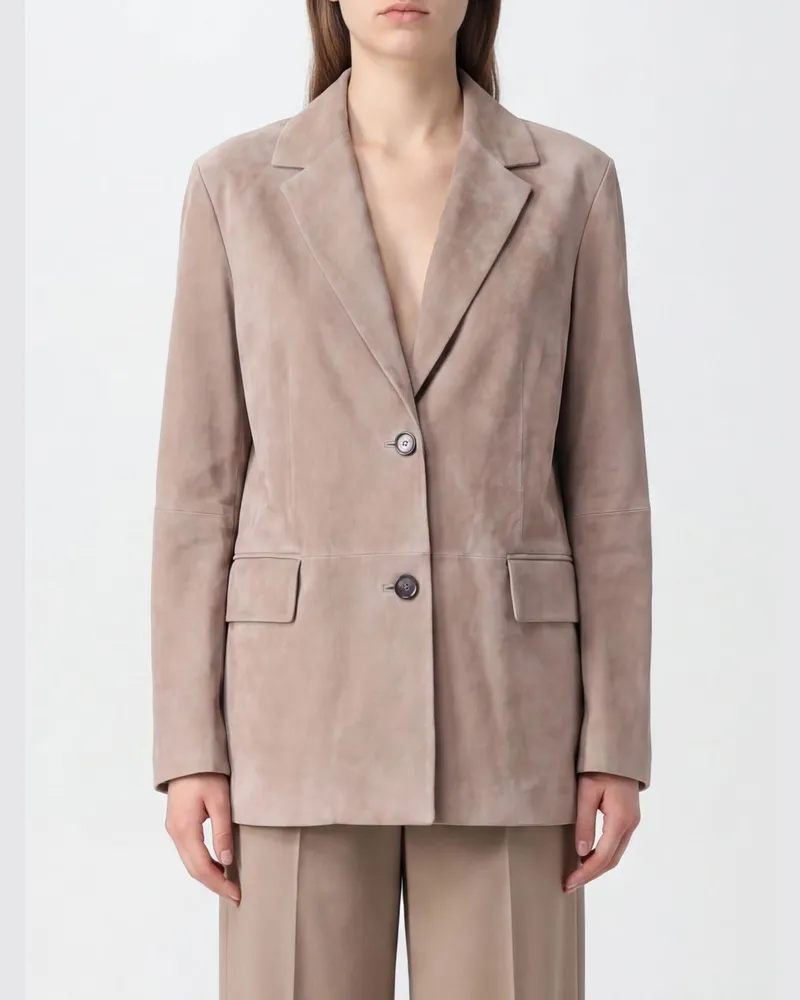 Max Mara Anfora Einreihiger Blazer aus Wildleder Braun