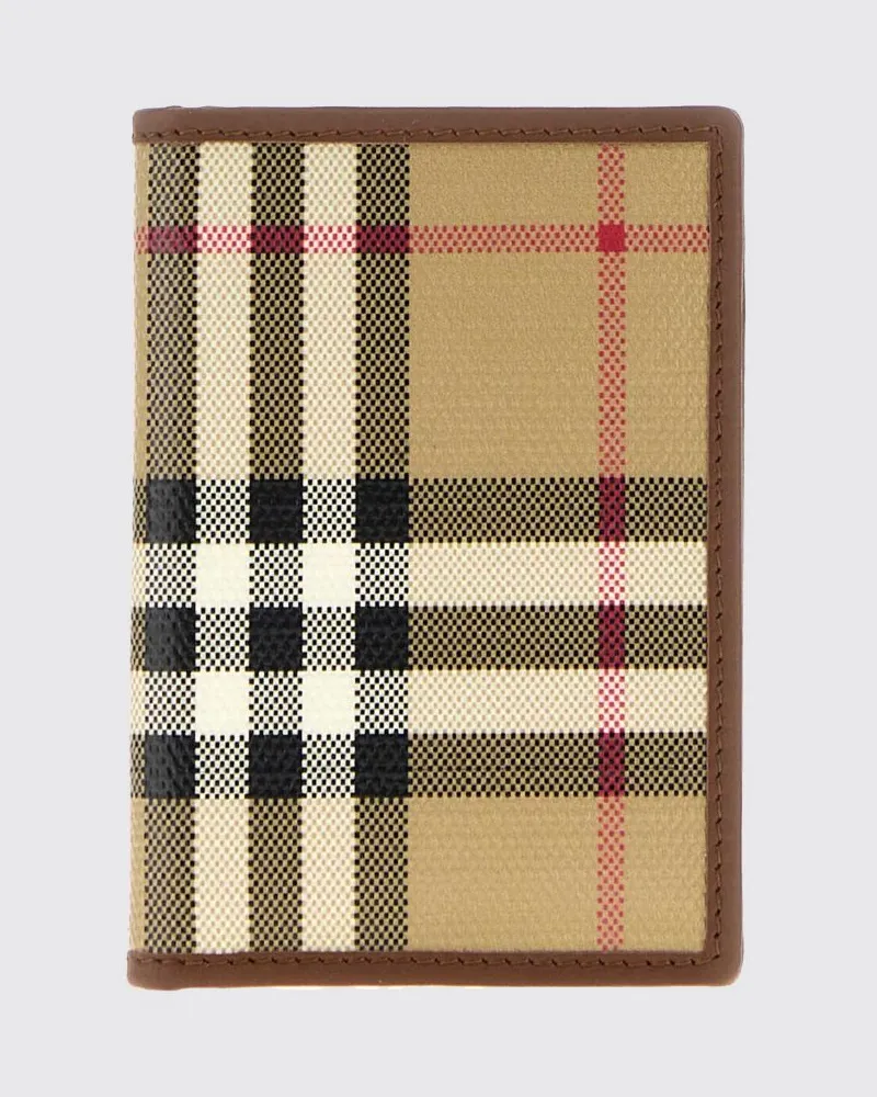 Burberry Bifold-Kartenetui aus Vintage-Check-Canvas und Kalbsleder Beige
