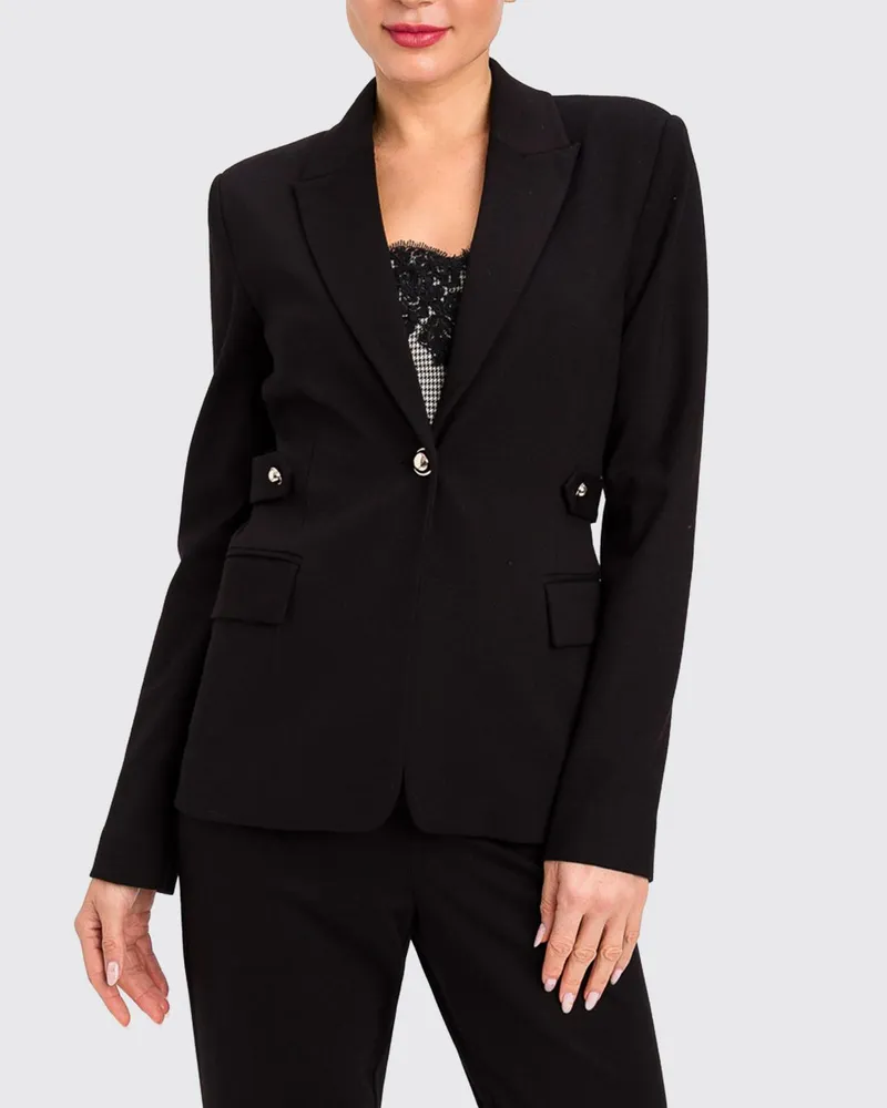 Twin-Set Kurz geschnittener Einreiher-Blazer aus Viskose Schwarz