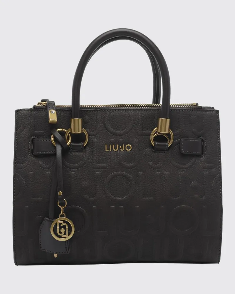 Liu Jo Handtasche aus genarbtem Kunstleder mit Monogramm und Logo-Anhänger Braun