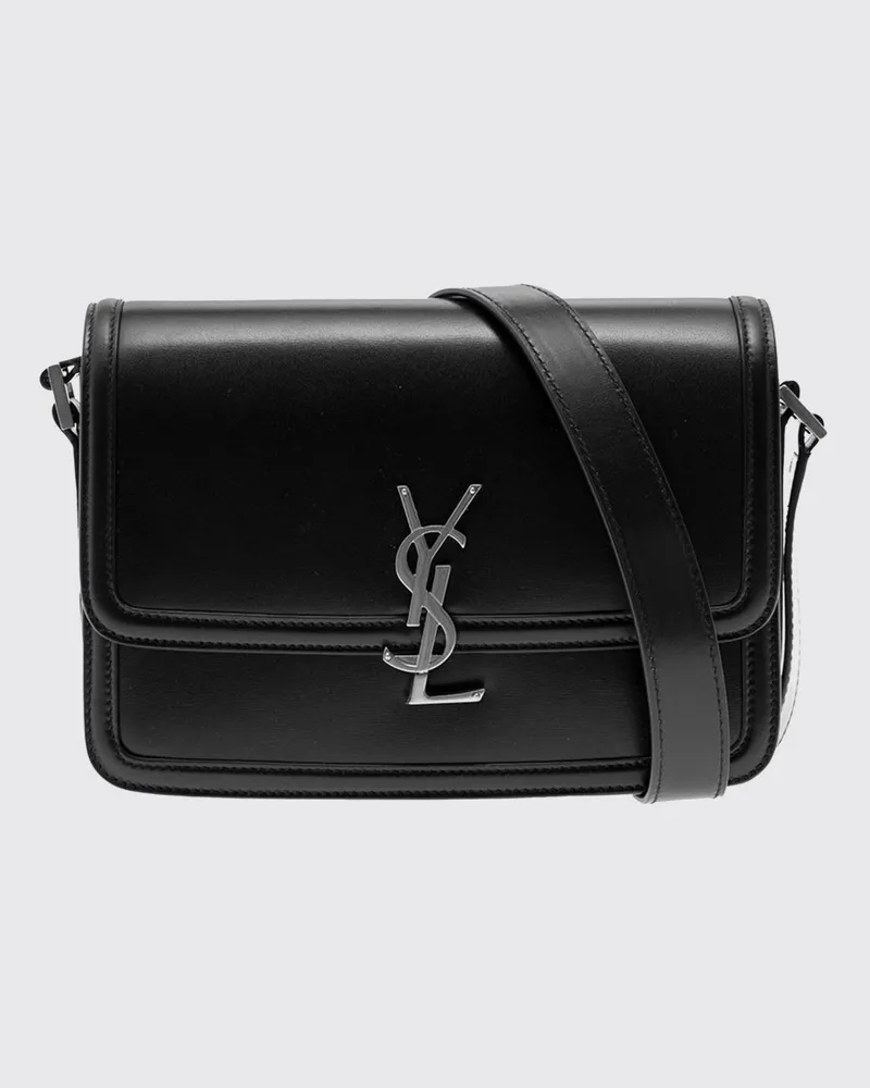 Saint Laurent Umhängetasche von aus gebürstetem Kalbsleder mit YSL-Schnalle Schwarz