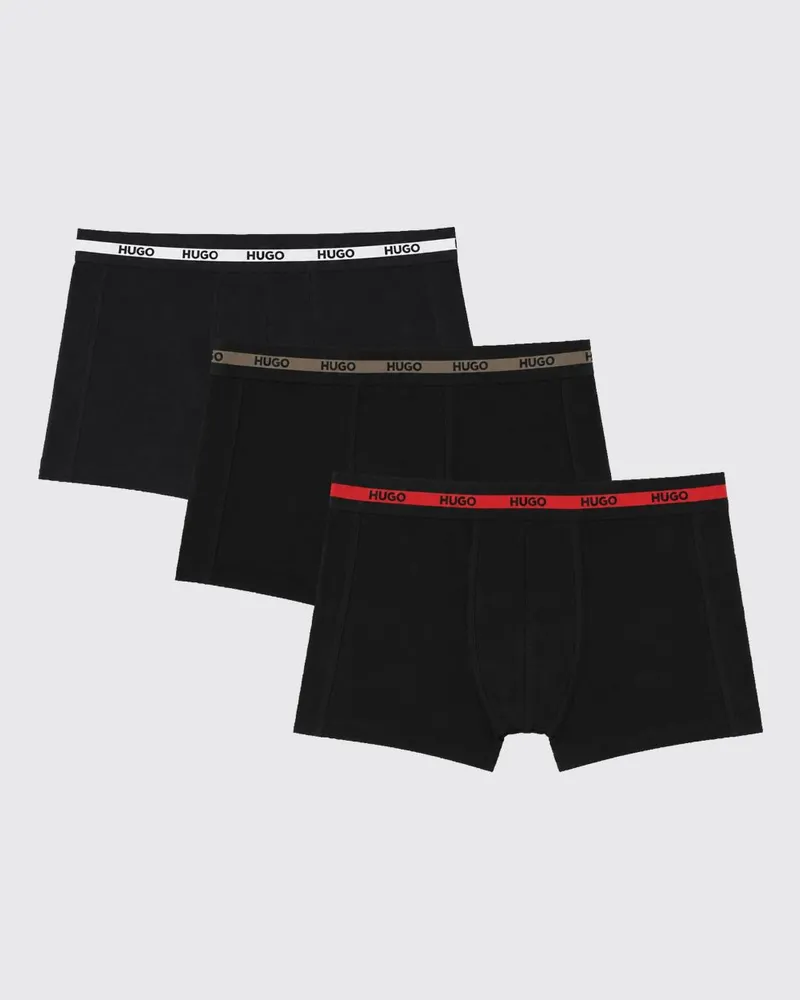HUGO BOSS Set mit 3 Baumwoll-Boxershorts mit Kontrast-Logo-Bund Schwarz