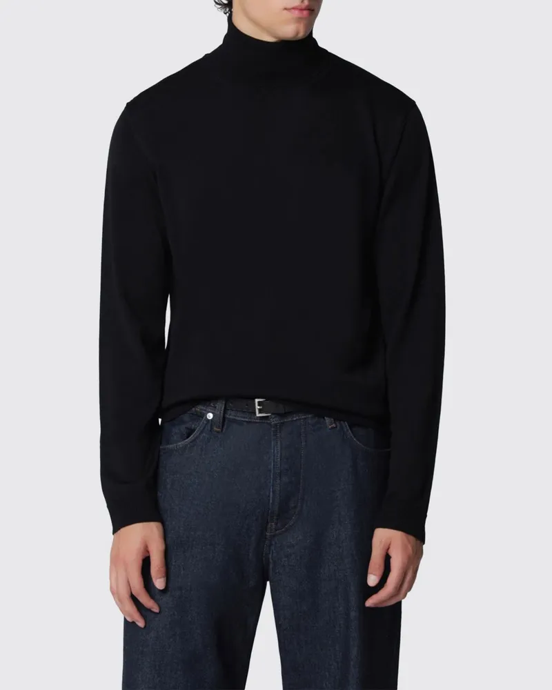 Roberto Collina Langärmeliger Rollkragenpullover aus extrafeiner Merinowolle Schwarz