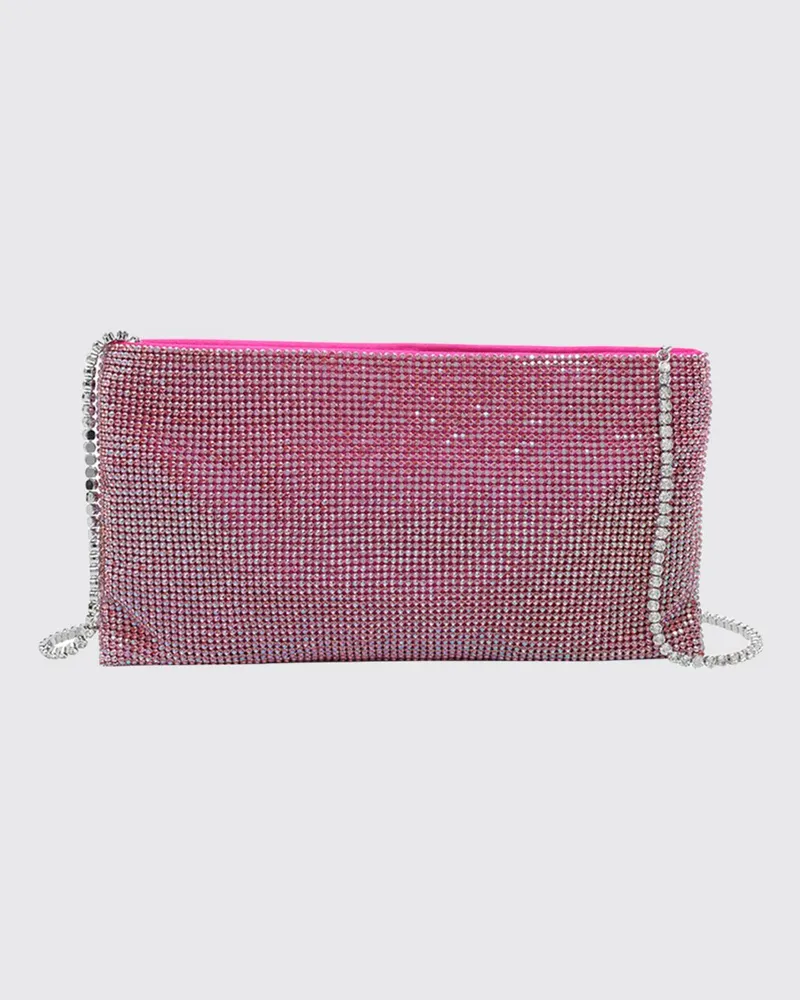 Benedetta Bruzziches Your Best Friend Minitasche aus Satin mit Strass und Schmuckriemen Fuchsia