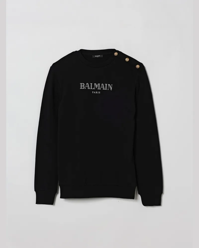 Balmain Baumwoll-Sweatshirt mit Logo-Print Schwarz