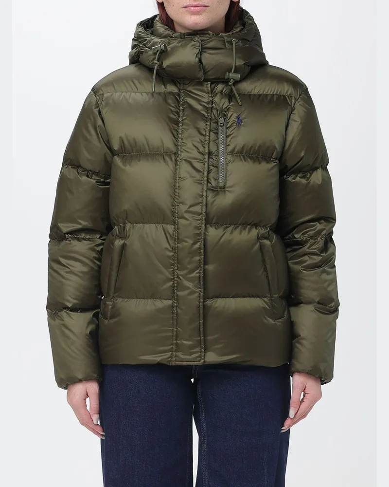 Ralph Lauren Gesteppte Daunenjacke aus recyceltem Nylon mit Kapuze und Pony-Logo Olive