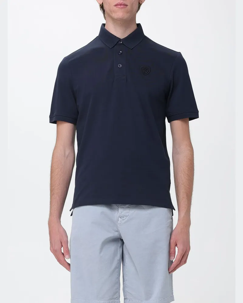 Blauer Baumwoll-Polohemd Blau