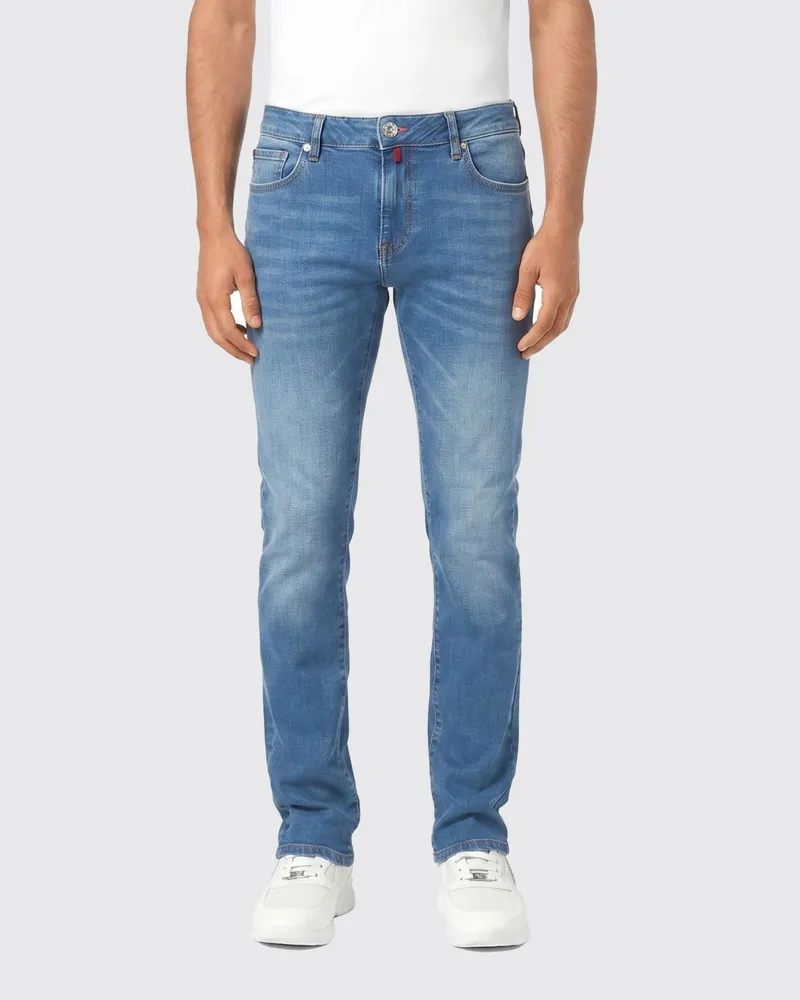 Billionaire Regular-Fit Straight-Jeans aus Stretch-Denim mit Logo-Stickerei Türkis