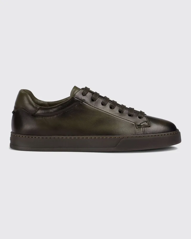 Doucal´s Morgan Sneaker aus glattem Kalbsleder mit Gummisohle Moosgrün