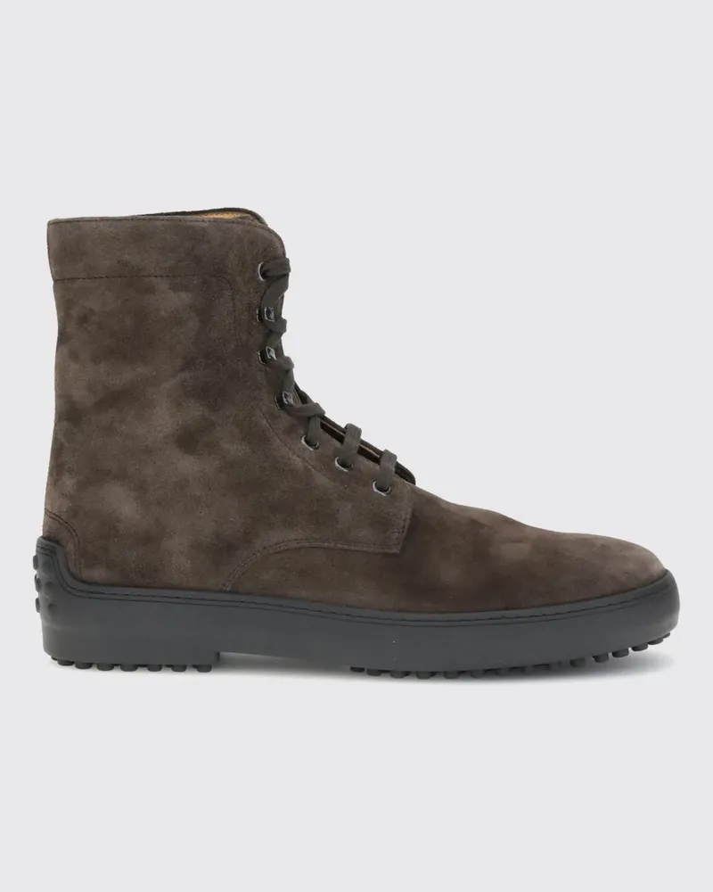 TOD'S Schnürstiefeletten aus Wildleder von mit T Timeless-Logo und Gommino-Sohle Dark