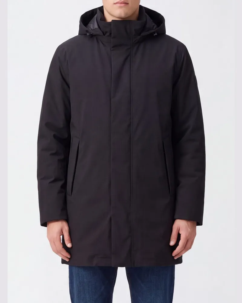 Herno Knielanger Polyester-Parka mit Kapuze und Daunenfüllung Schwarz