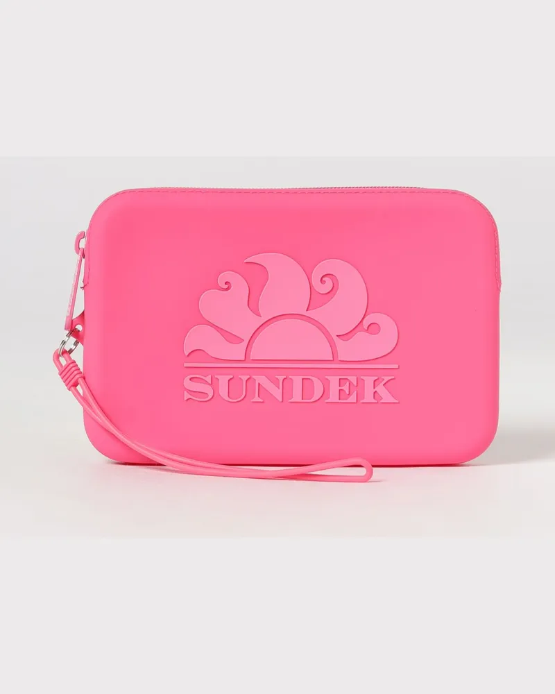 Sundek Clutch-Tasche für Jungen aus Gummi mit Logo und Handgelenkschlaufe Fuchsia