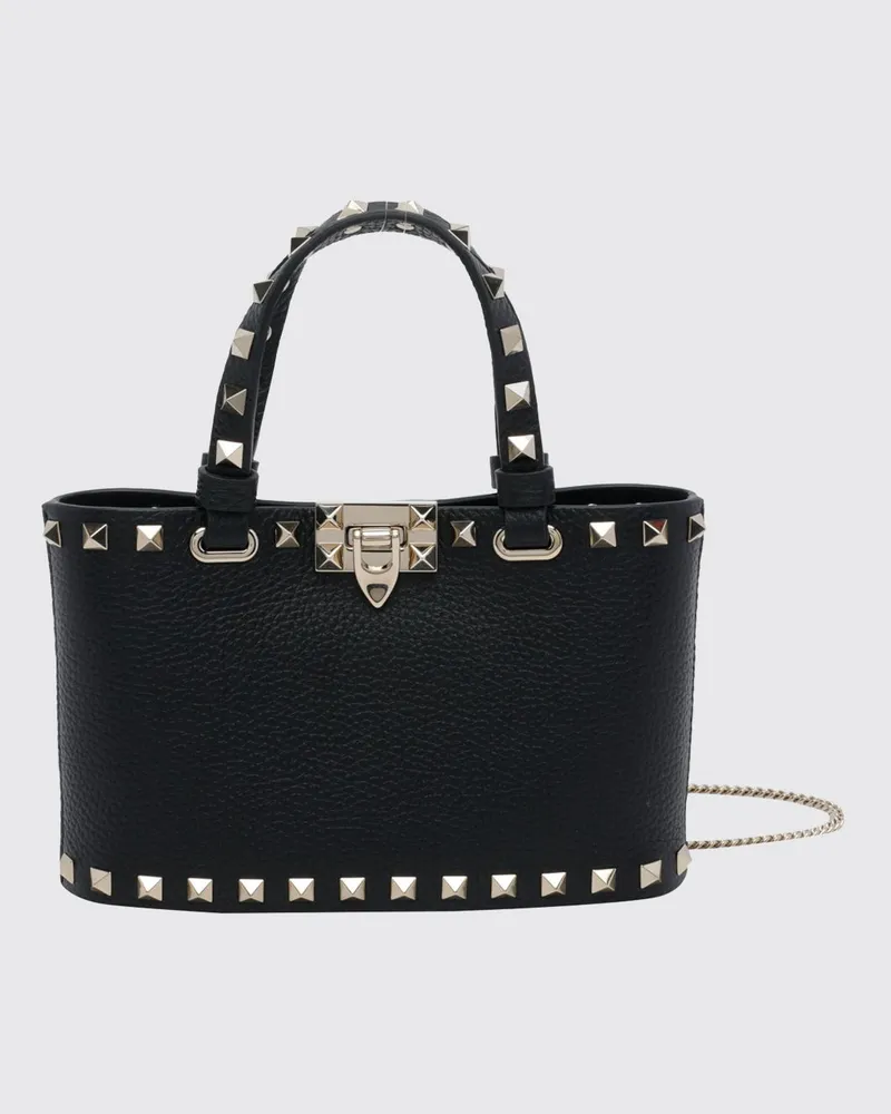 Valentino Garavani Rockstud Mini-Handtasche aus genarbtem Kalbsleder Schwarz
