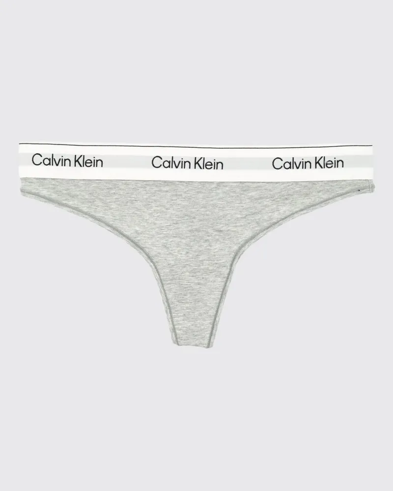 Calvin Klein Tanga aus Baumwollmischung mit Logo Grau