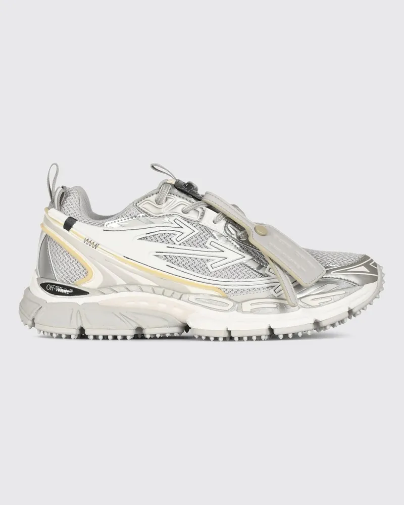 OFF-WHITE Be Right Back Low-Top-Sneakers aus Leder und Mesh mit gekerbter Sohle Grau
