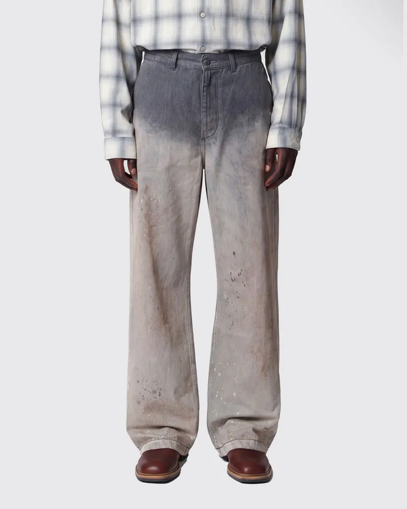 Our Legacy Weit geschnittene Rig Chino Denim-Jeans mit abstraktem Druck Grau