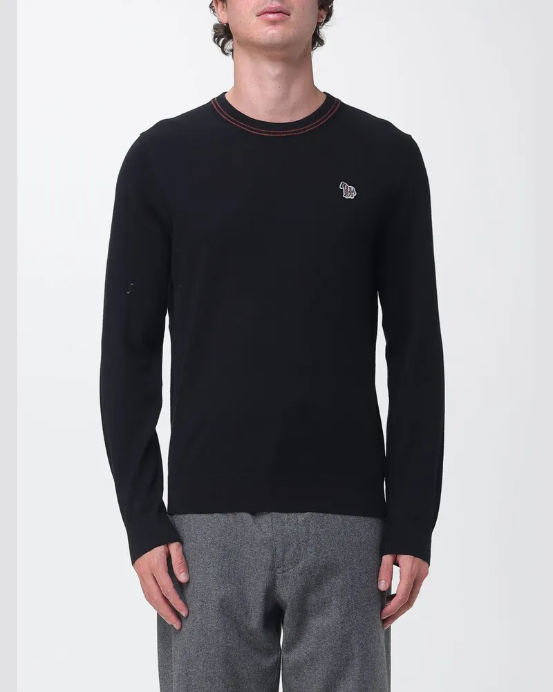 Paul Smith Pullover mit Rundhalsausschnitt aus Merinowolle-Baumwoll-Mischung mit Logo Schwarz