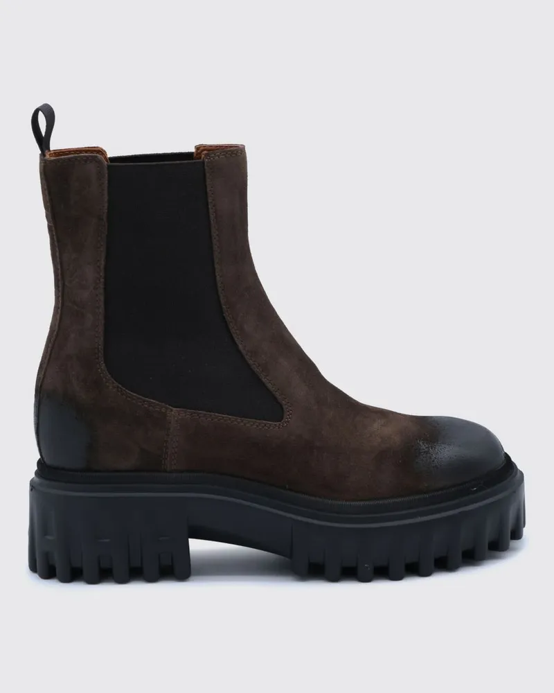 Hogan H700 Chelsea-Boots aus Veloursleder mit niedrigem Absatz Braun