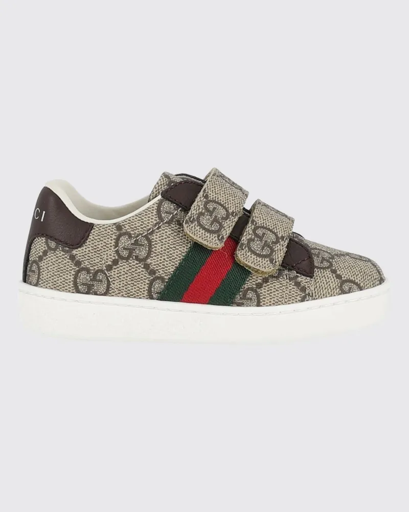 Gucci Jungen Low-Top-Sneaker aus GG Supreme mit Klettverschluss Beige