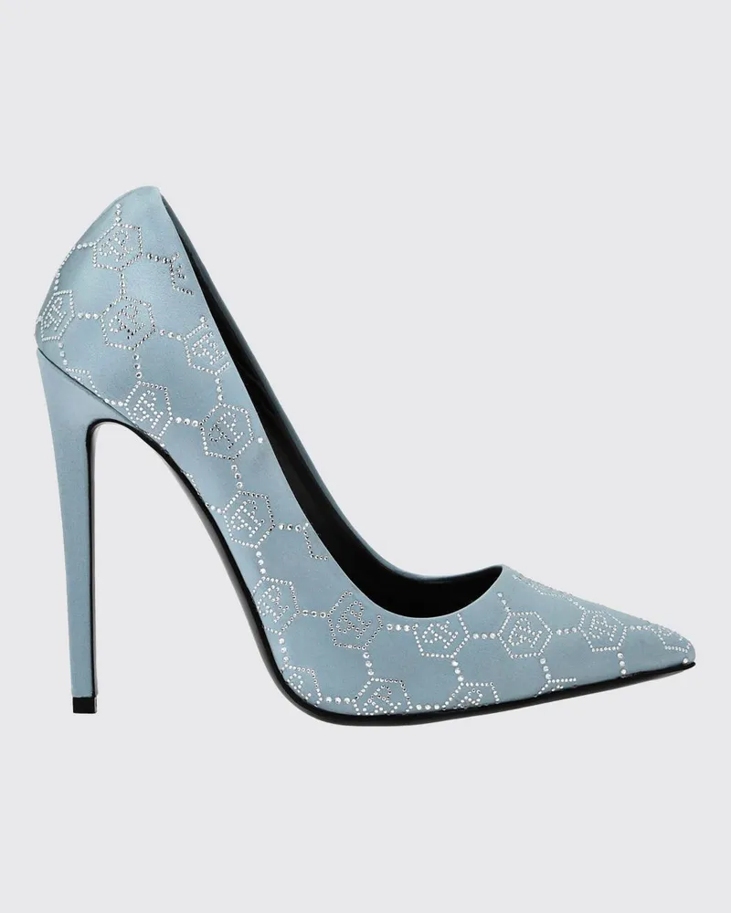 Philipp Plein Satinpumps mit Strass-Hexagon Türkis