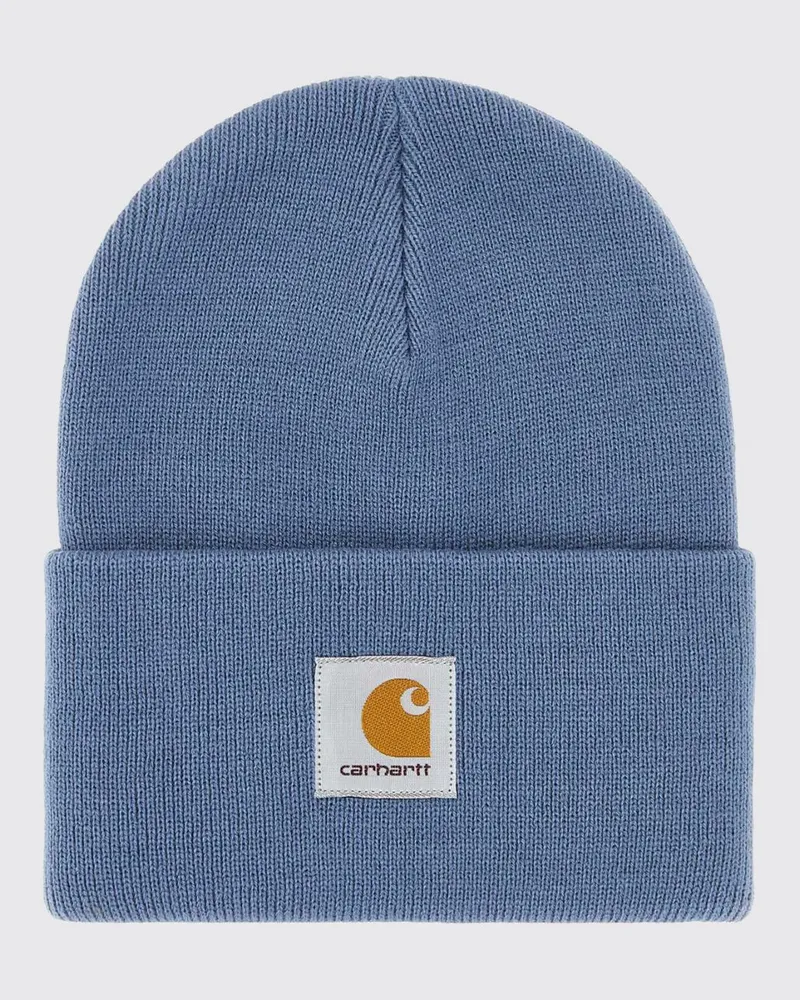 Carhartt WIP Acryl-Beanie mit gesticktem Logo und Umschlag Hellblau