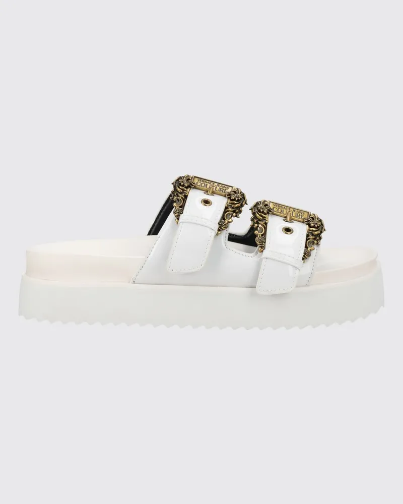 Versace Jeans Slipper aus Lackleder Weiß