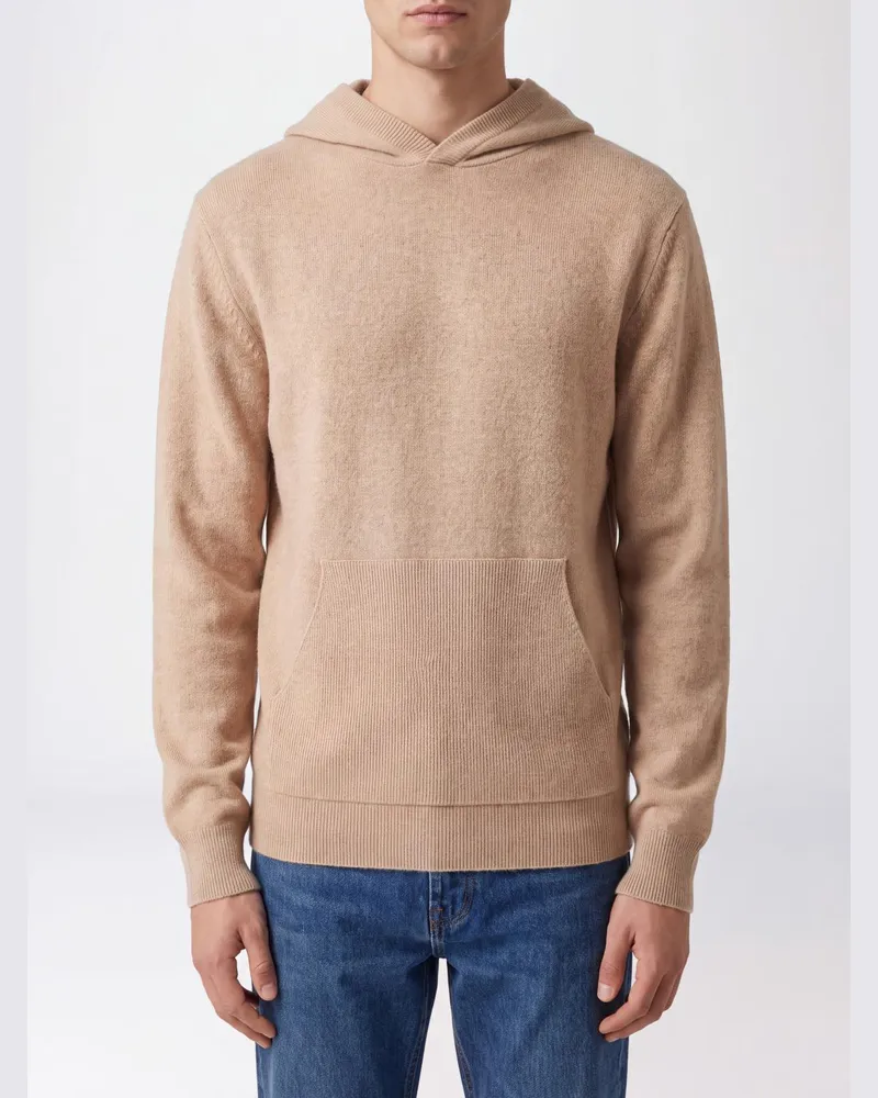 Canali Strick-Hoodie aus Wolle und Kaschmir mit Kängurutasche Sand