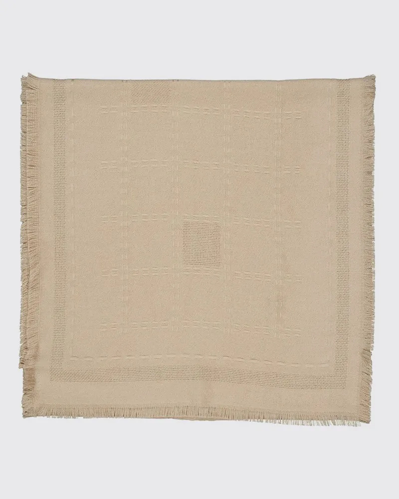 Ferragamo Schal aus Woll-Seiden-Mischung mit Fransensaum Beige