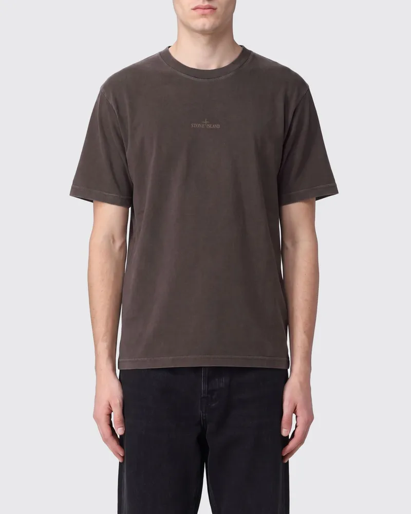 Stone Island T-Shirt aus Baumwolljersey mit Rundhalsausschnitt und Ton-in-Ton-Logo Crimson