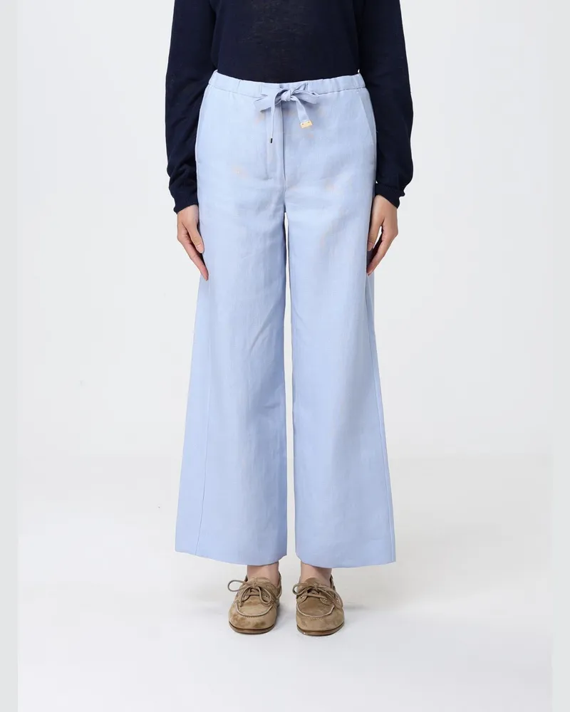 Max Mara Leinenhose mit weitem Bein Hellblau