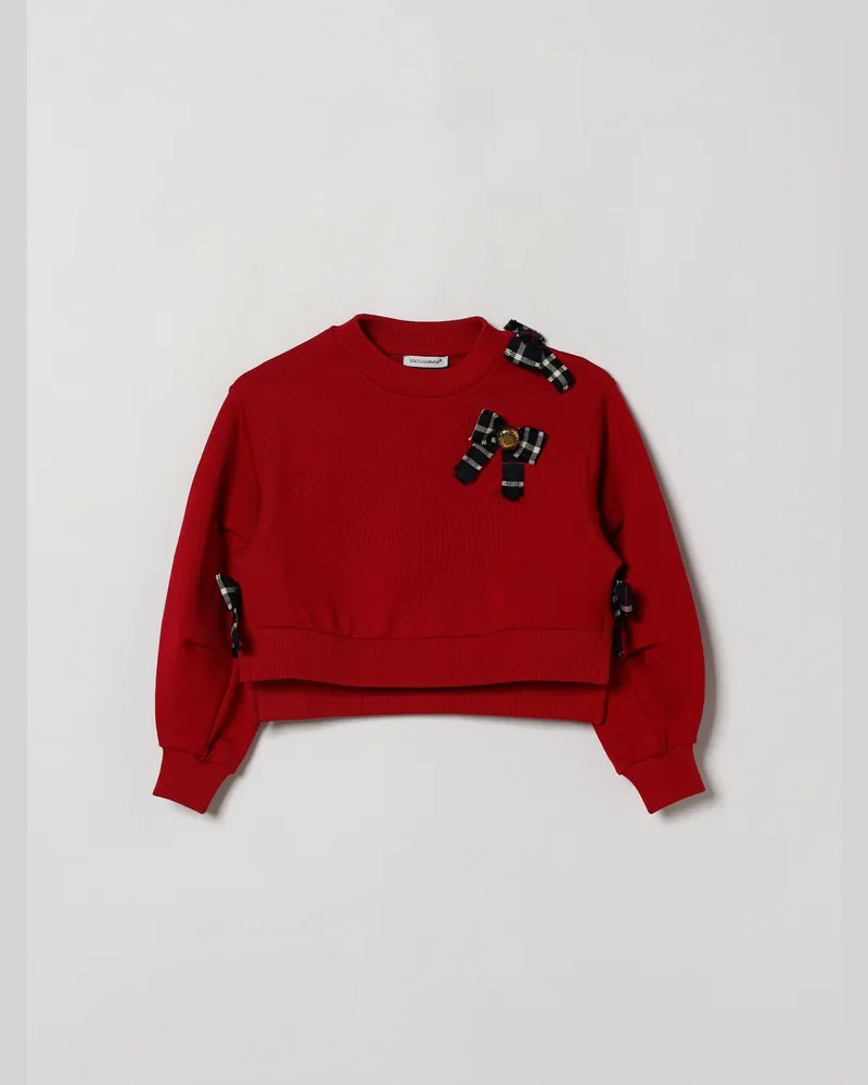Dolce & Gabbana DOLCE  GABBANA Dolce & Gabbana Rundhals-Sweatshirt für Mädchen aus Baumwolle mit Allover-Schleifen Rot