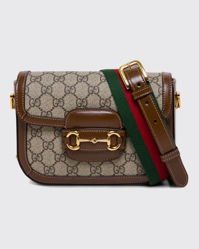 Gucci Horsebit 1955 Umhängetasche aus GG Supreme-Gewebe mit Horsebit-Detail Beige