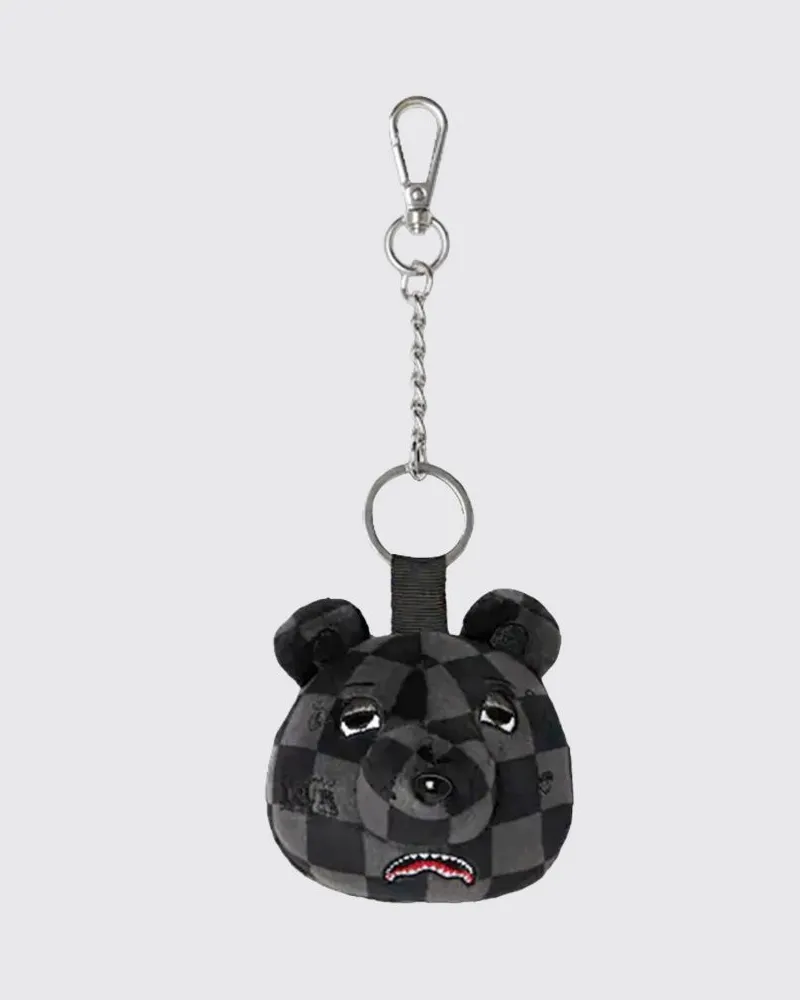 Sprayground Karierter Teddybär-Schlüsselanhänger aus Fleece mit Karabinerhaken Grau