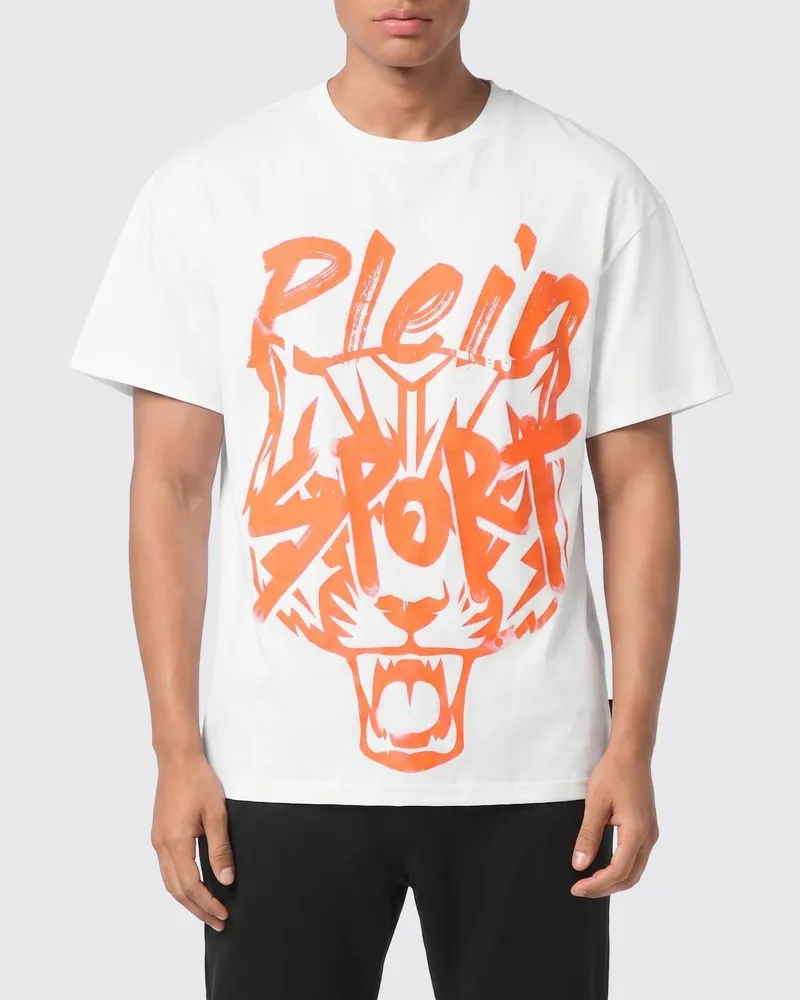 Philipp Plein T-Shirt aus Baumwolljersey mit kontrastierendem Logo Weiss