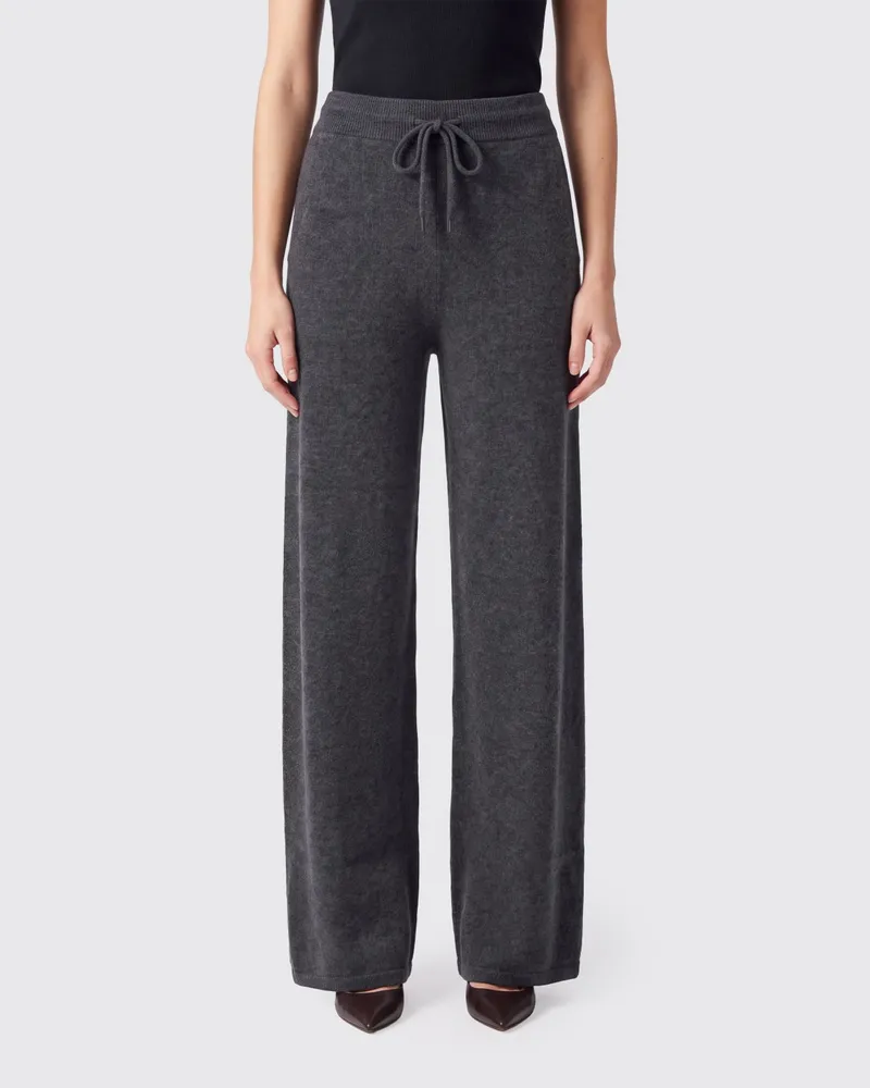Max Mara Hoch taillierte Wide-Leg-Strickhose aus reinem Kaschmir Grau