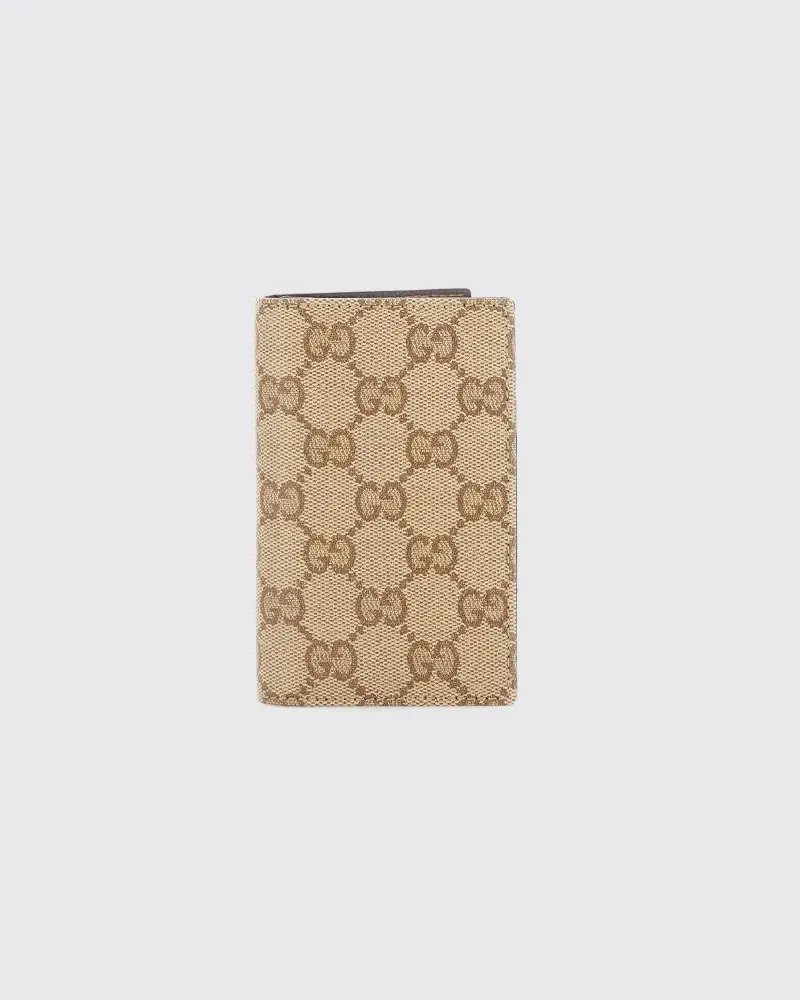Gucci Bifold-Brieftasche von aus GG Supreme Canvas mit Monogramm und Lederinnenseite Sand