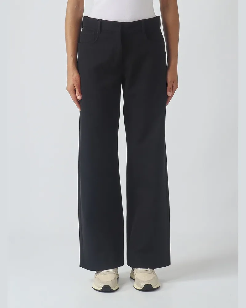 Max Mara Gela Hose aus Baumwollmischung mit weitem Bein Schwarz