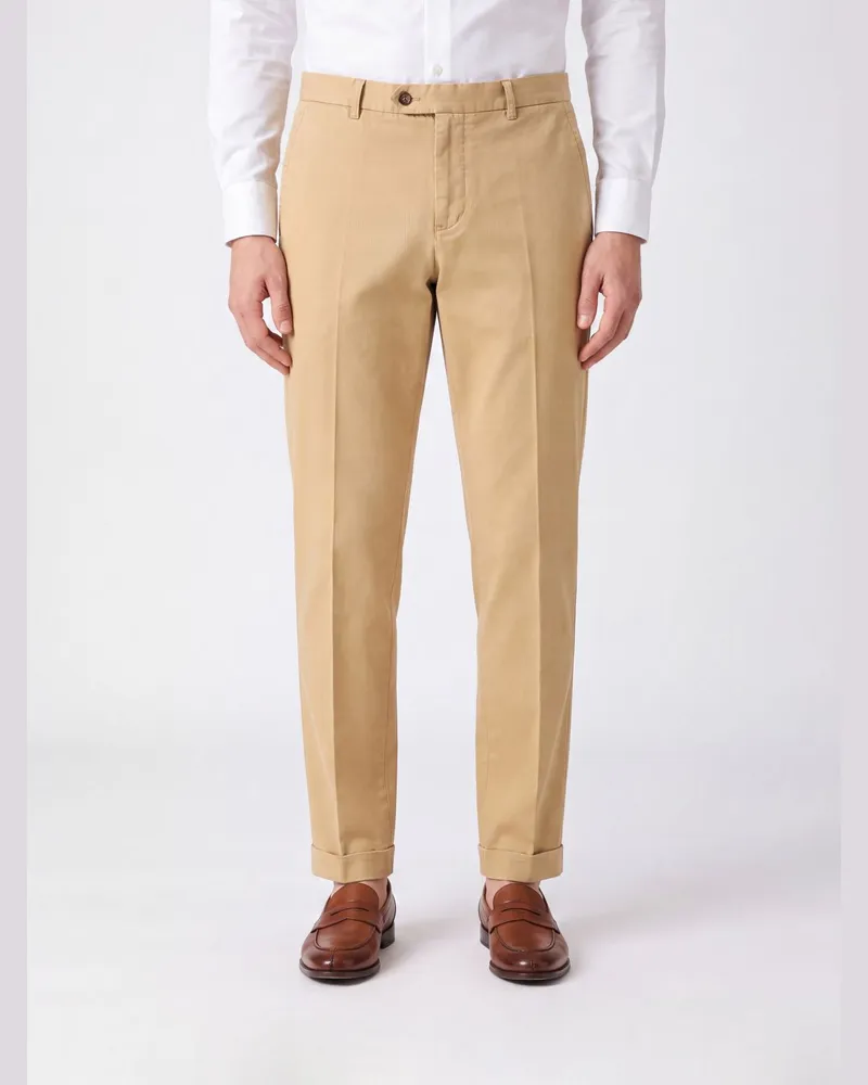 PT TORINO Slim-Fit-Chino-Hose aus Baumwollmischung mit französischen Taschen Sand